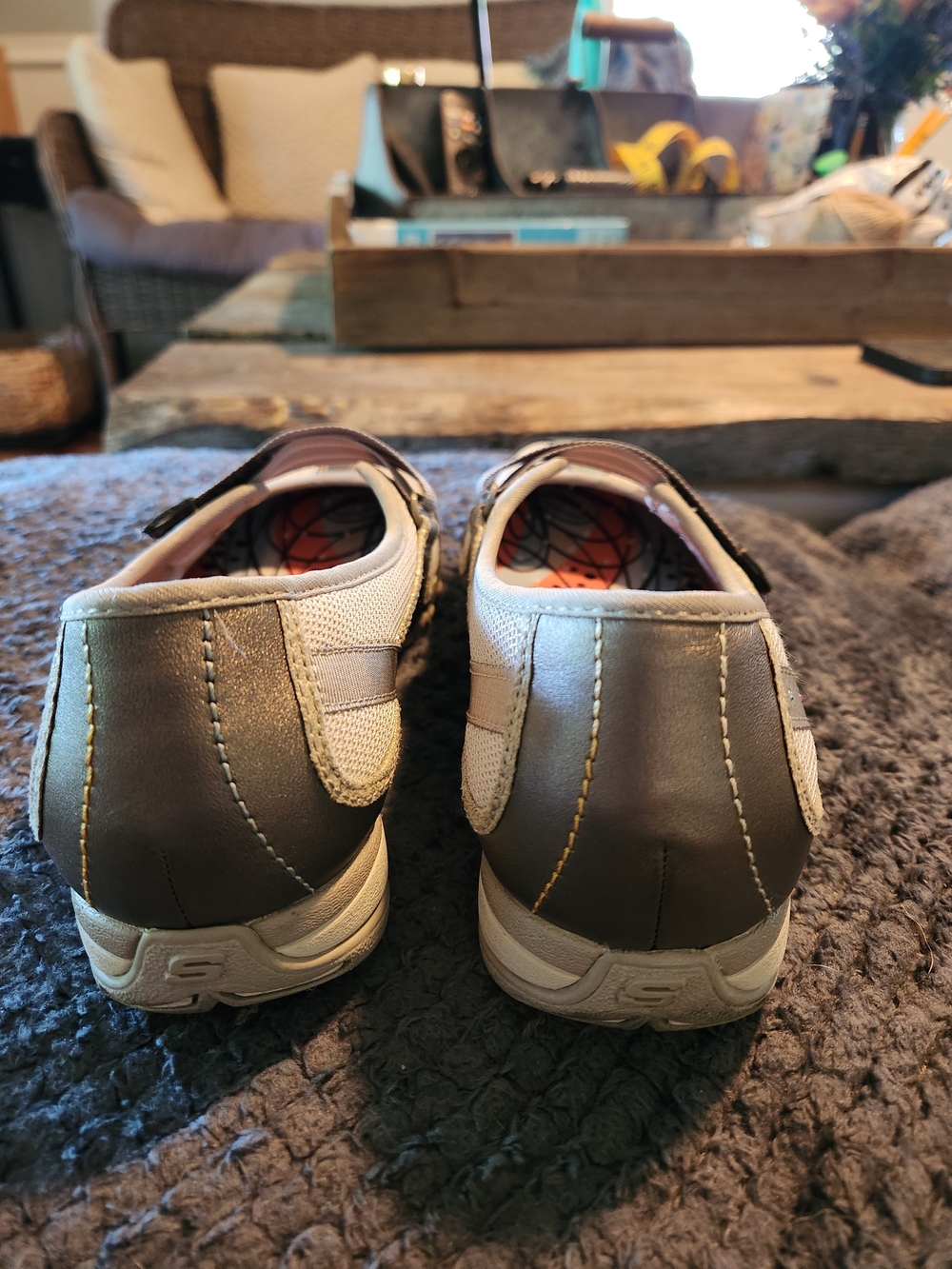 Skechers Mary Jane Sport Shoes in Metallic Silver & Light Beige - Picture 3 of 15